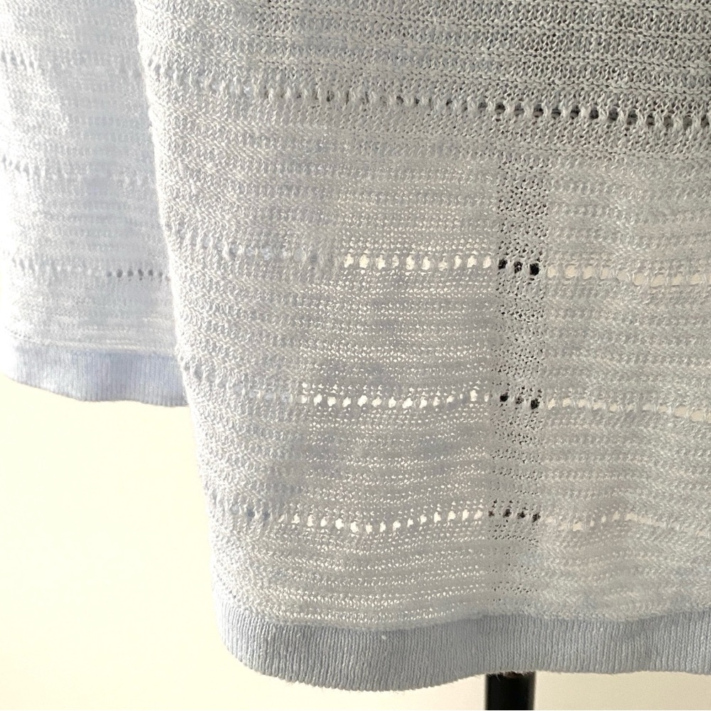 Cynthia Rowley Light Blue Linen Knit Long Sleeve Sweater Sz L Coastal Chic Prepp - Picture 5 of 7